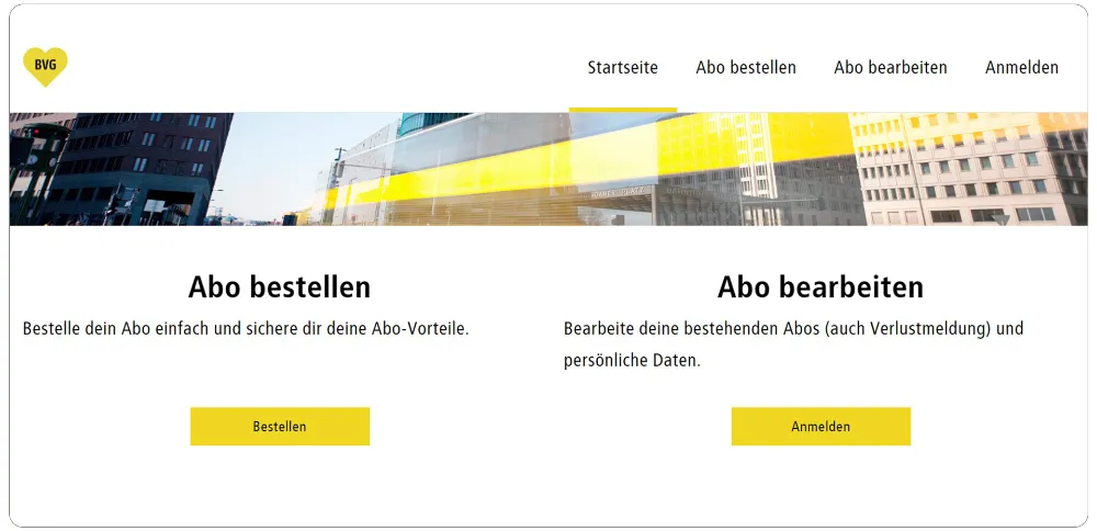 Screen vom Startbildschirm von "Abo Online"