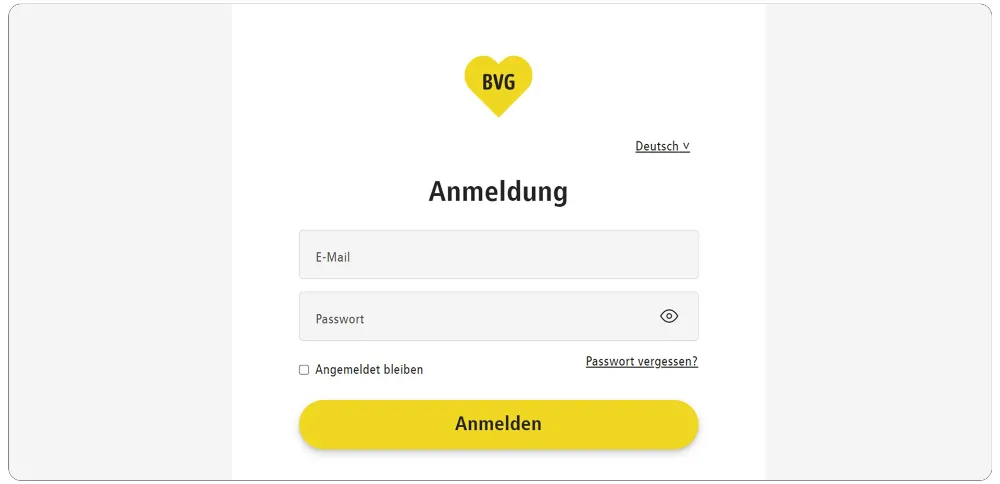 Screen zur Anmeldung in Abo-Online.