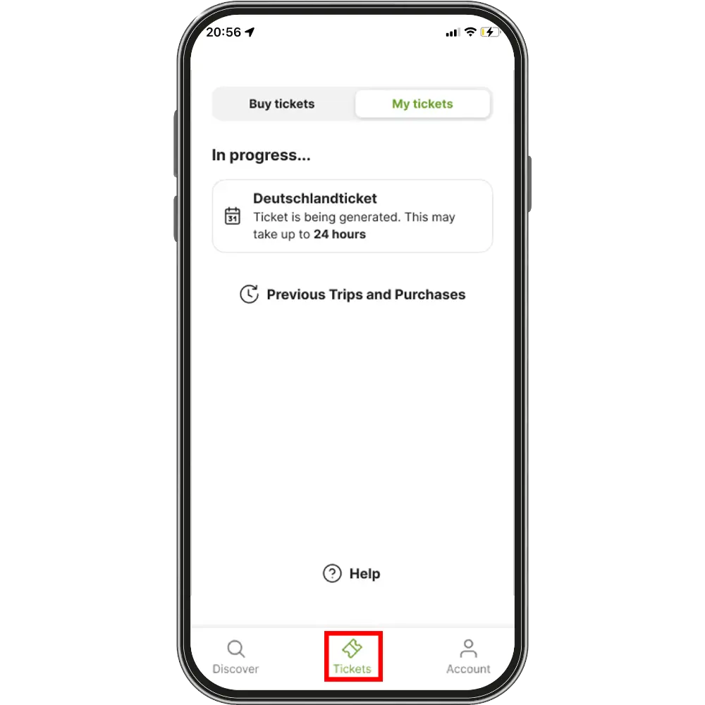 Screen zur Ticketanzeige in der Jelbi-App