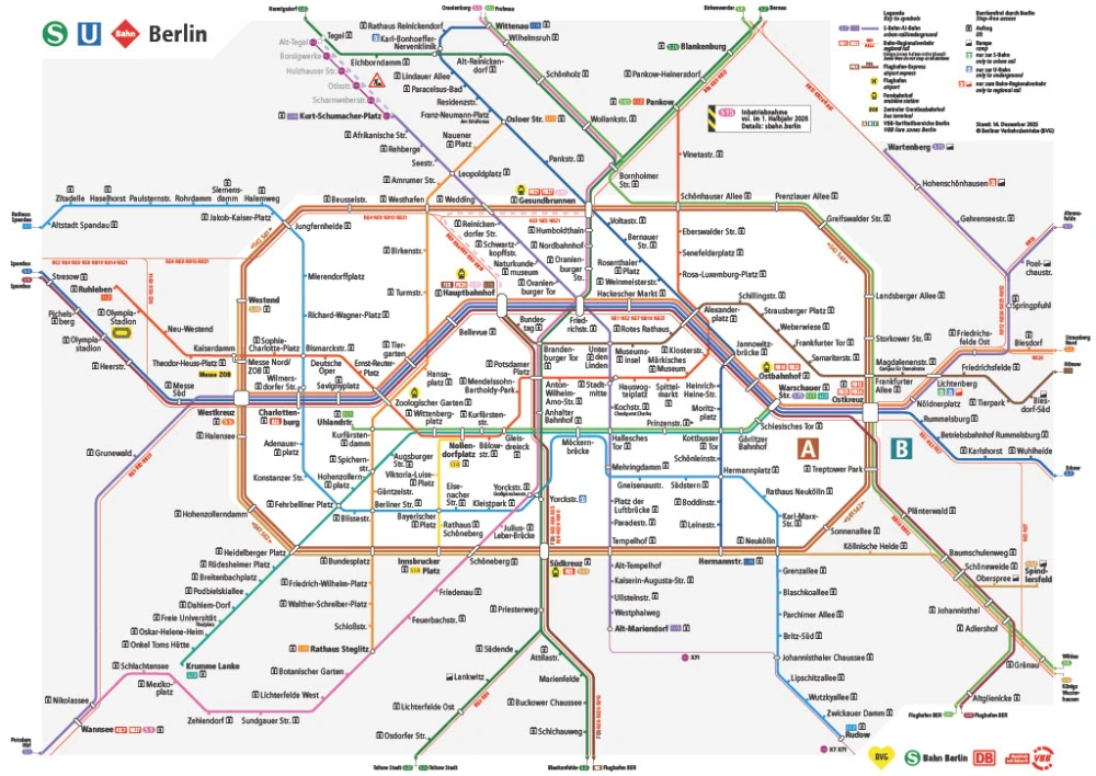 Netzplan mit allen S- und U-Bahnlinien