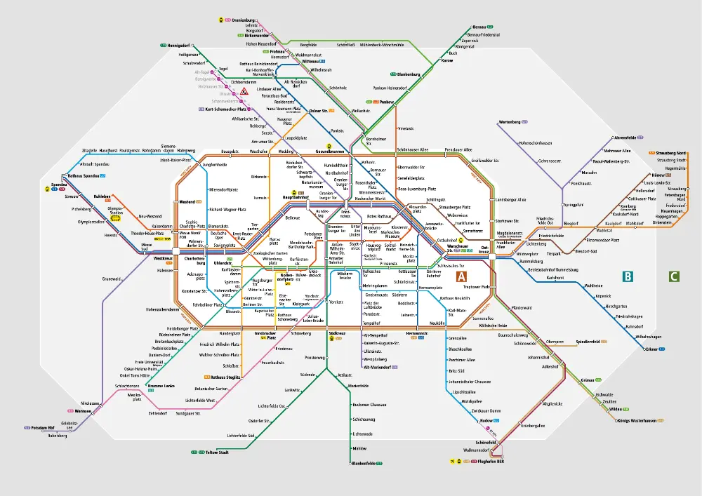 Netzplan mit allen S- und U-Bahnlinien 