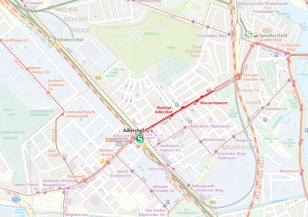 Streckenverlauf Dörpfeldstraße