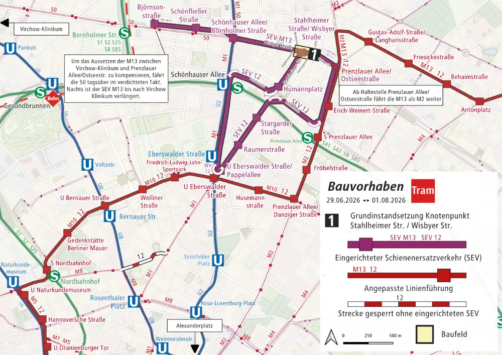 Grundinstandsetzung Kastanienallee SEV 29.6.-1.8.