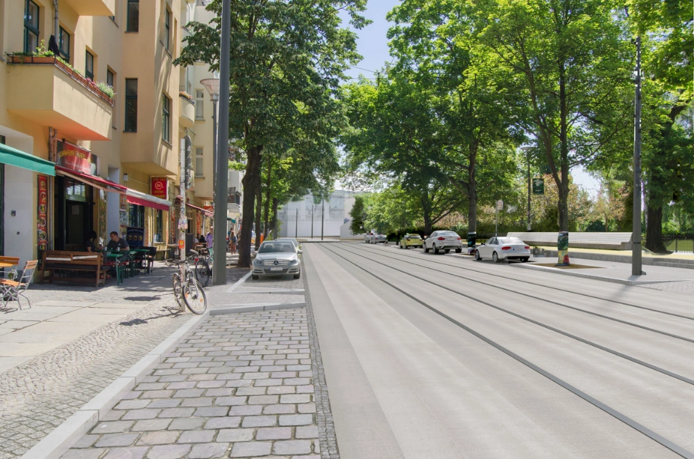 Visualisierung Neubaustrecke Ostkreuz am Annemirl-Bauer-Platz