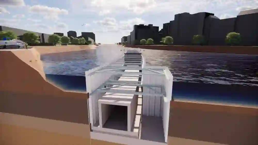 Visualisierung Bauarbeiten Waisentunnel, Spreeunterquerung