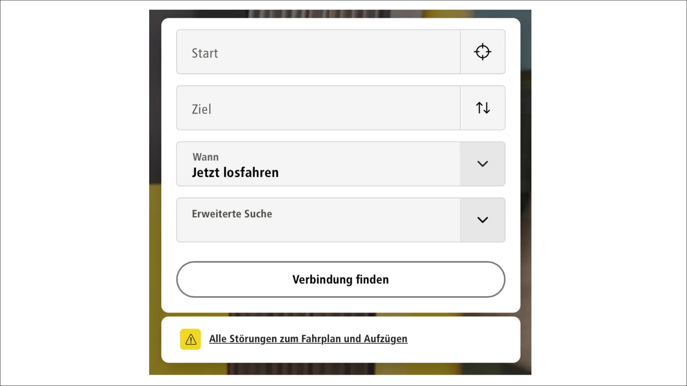 Screenshot der Verbindungssuche auf bvg.de.