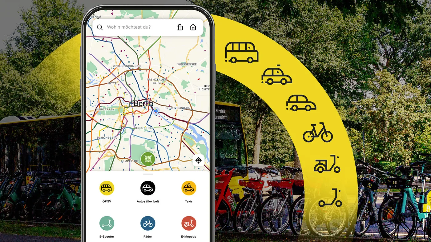 Smartphone mit Jelbi Mobilitäts-App