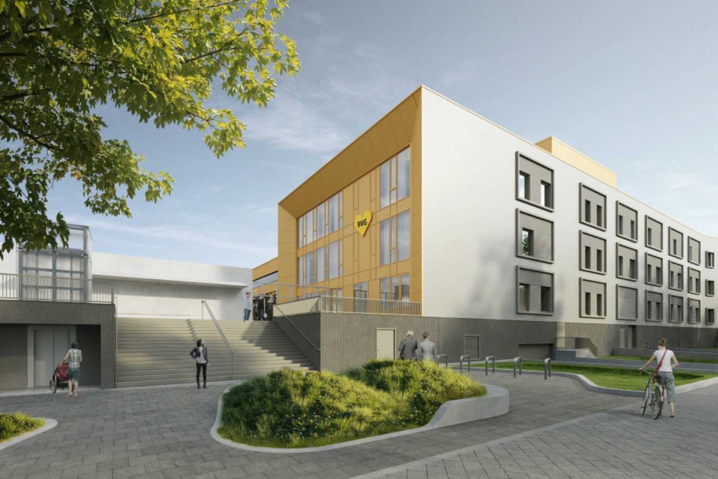 Visualisierung des Verwaltungsgebäudes Betriebshof Säntisstraße