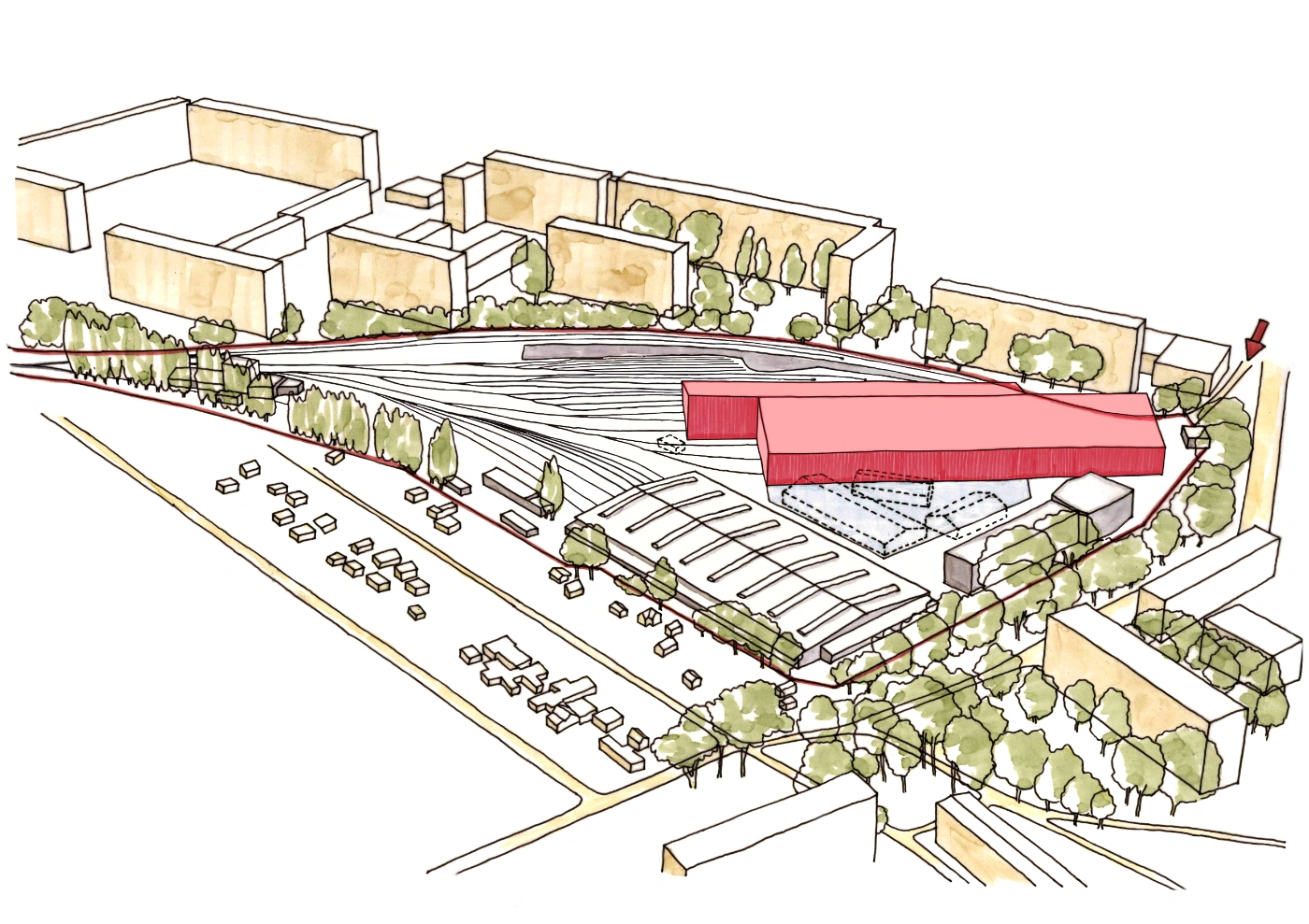 Visualisierung der U-Bahn-Betriebswerkstatt Friedrichsfelde