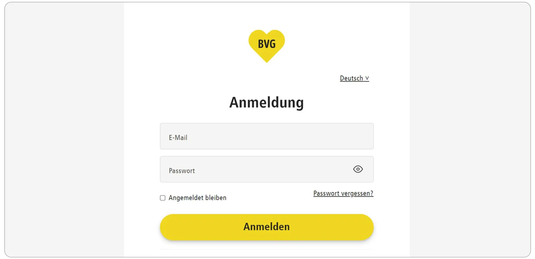 Verwaltung deines kontos bvg