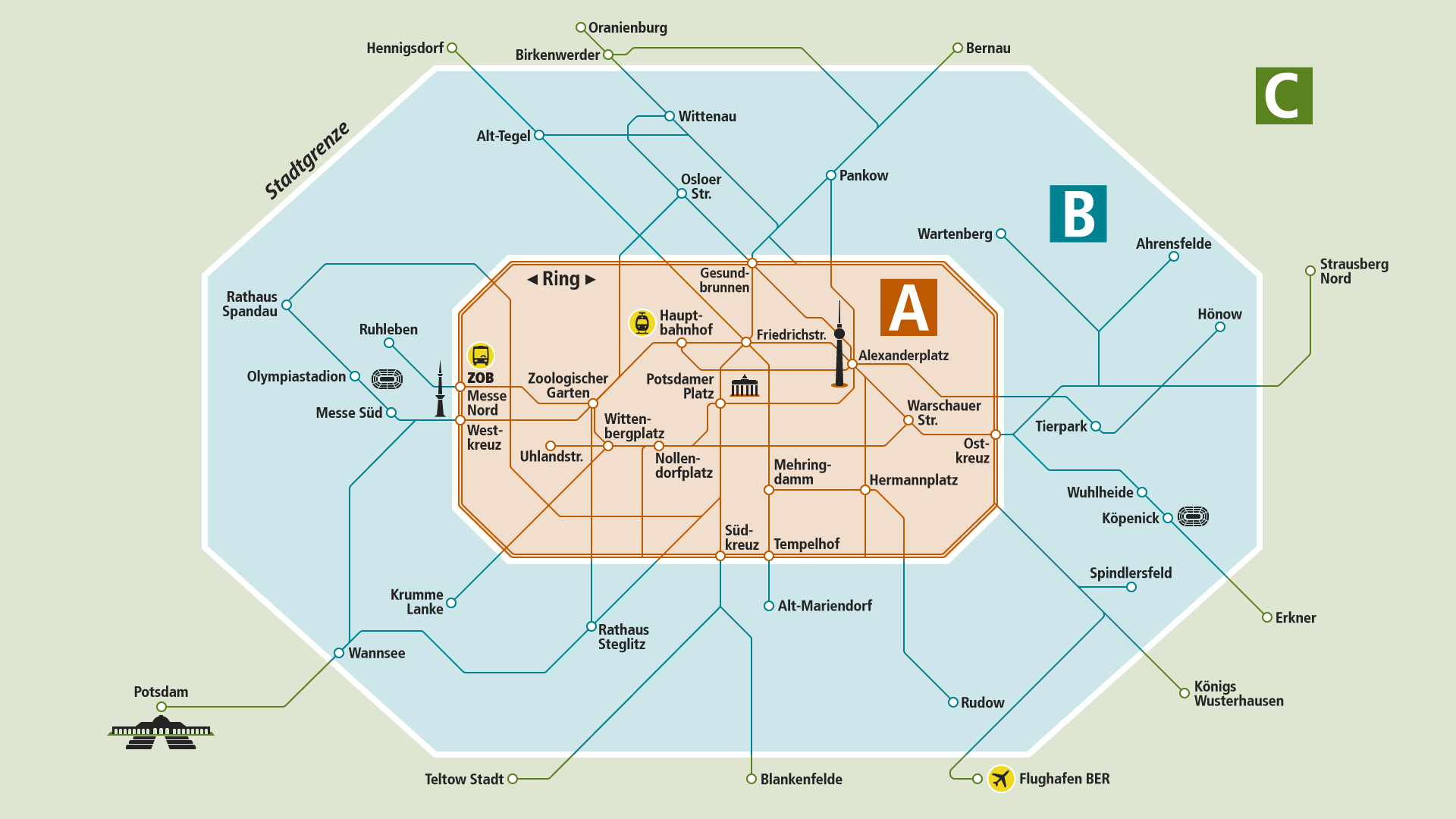 Karte der Tarifzone BC Berlin