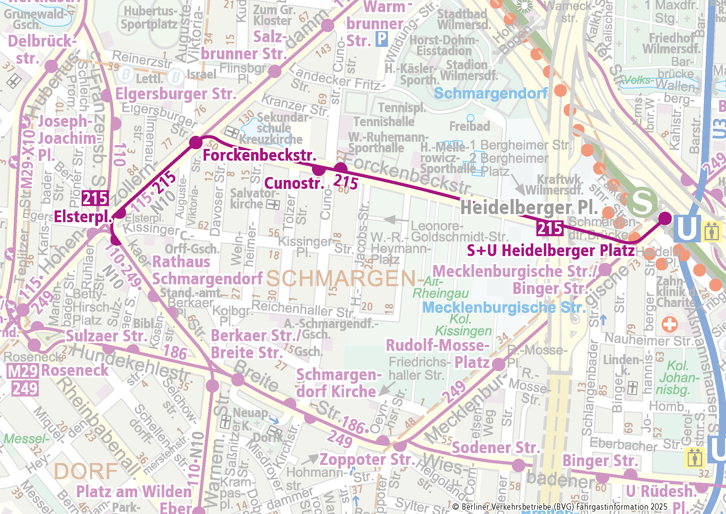 Bus 215 ab 27.04.2025 zwischen Elsterplatz und S+U Heidelberger Platz